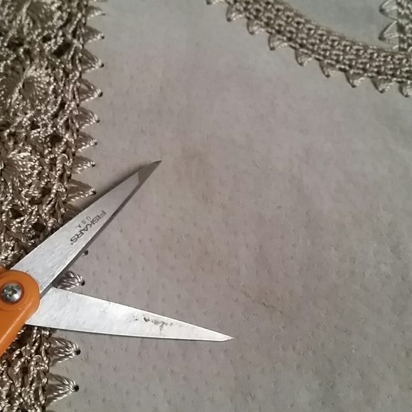 Vintage Patchwork Leather & Crochet Jacket Oatmeal Color M/L - Picture 8 of 9